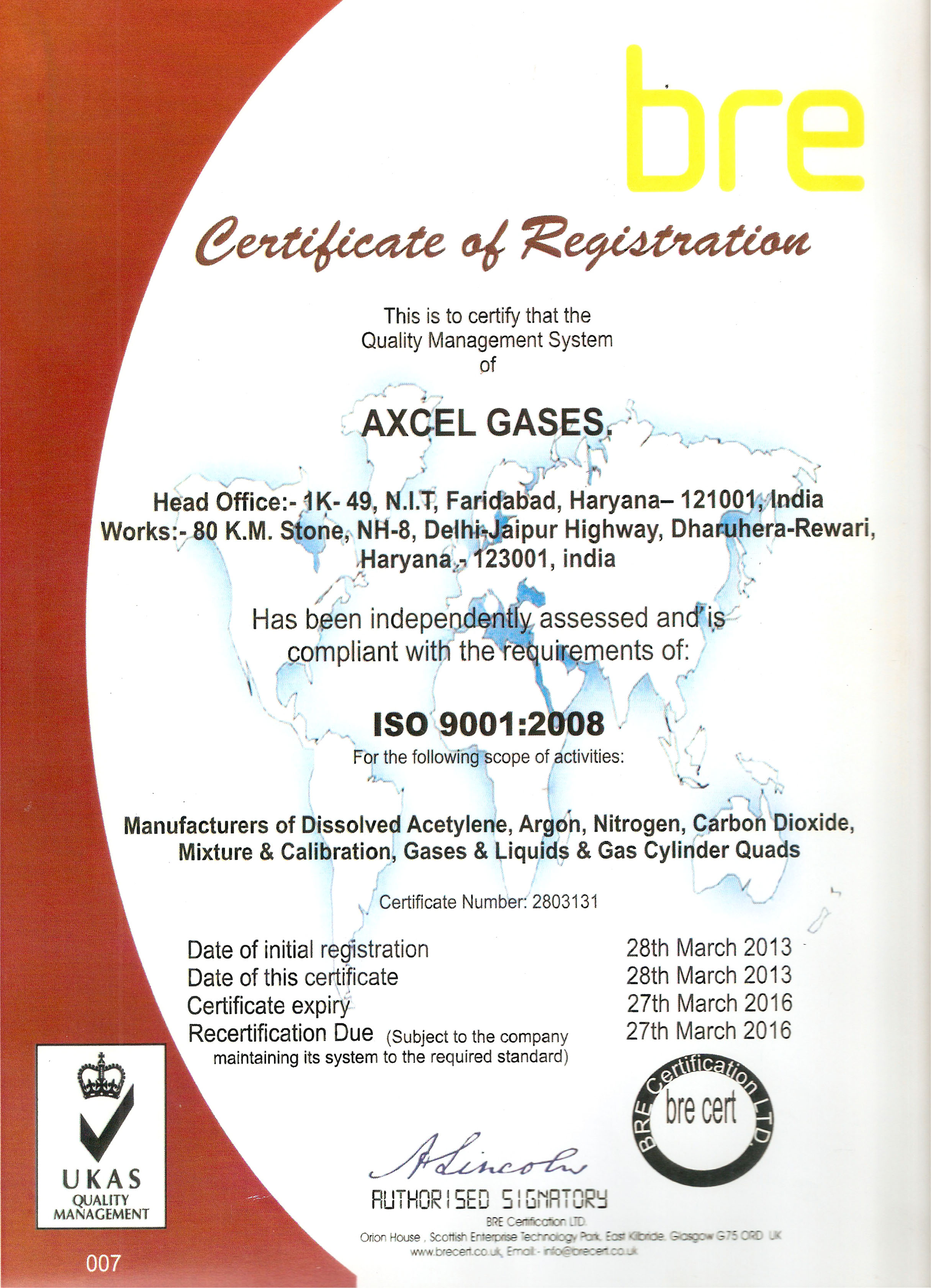 ISO-9001-2008-Certificate | Industrial Gases and Cylinders Manufacturer
